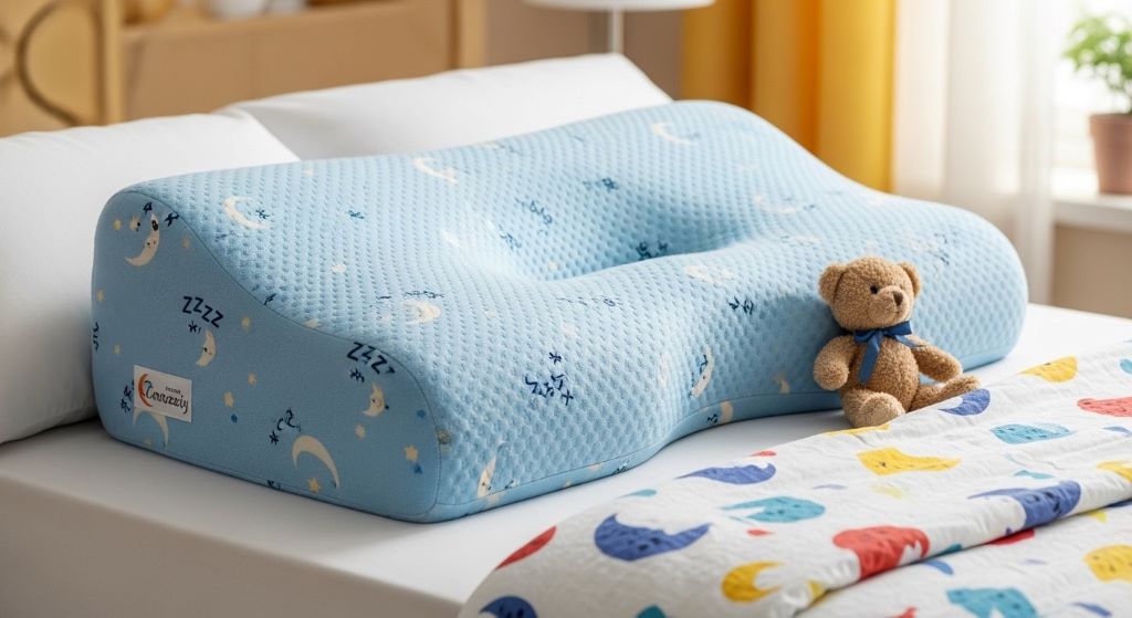 Youth-sized ergonomic memory foam pillow for children's healthy sleep posture