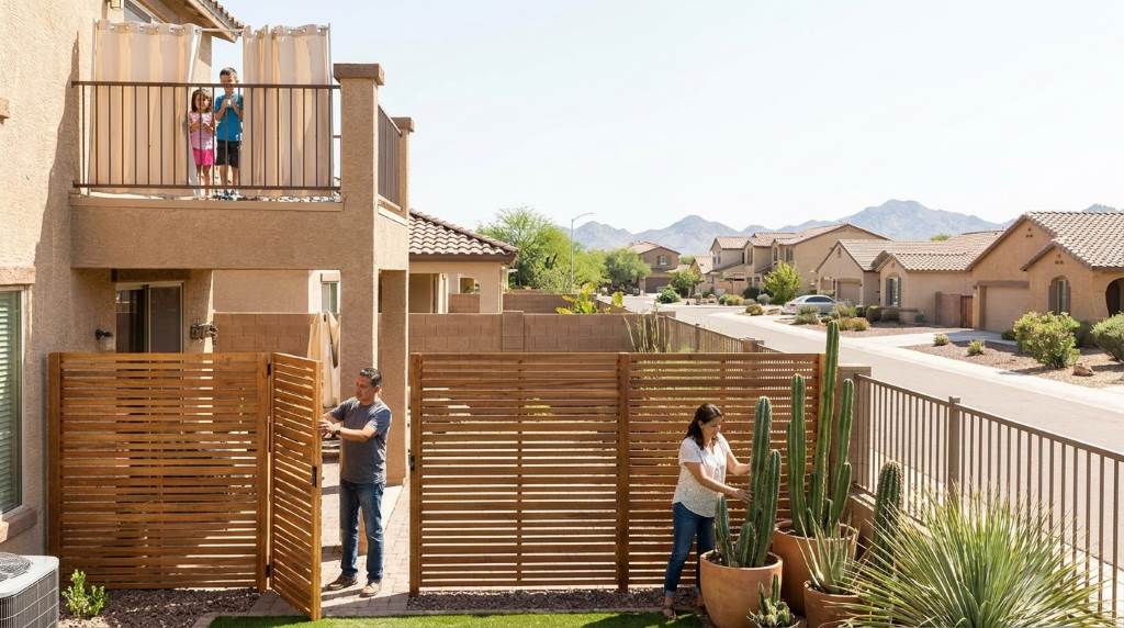 Outdoor patio privacy design in Phoenix Arizona home