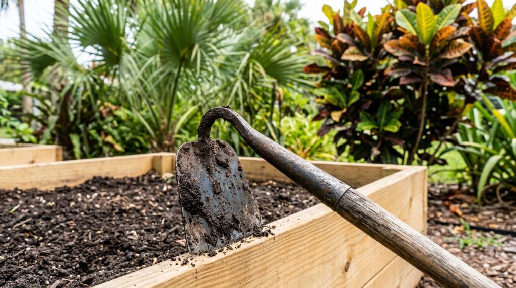 sharpening process for a garden hoe in a small urban