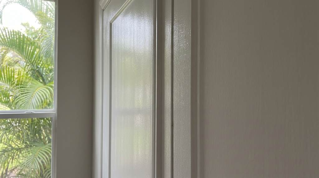 Tampa home door showing signs of moisture expansion