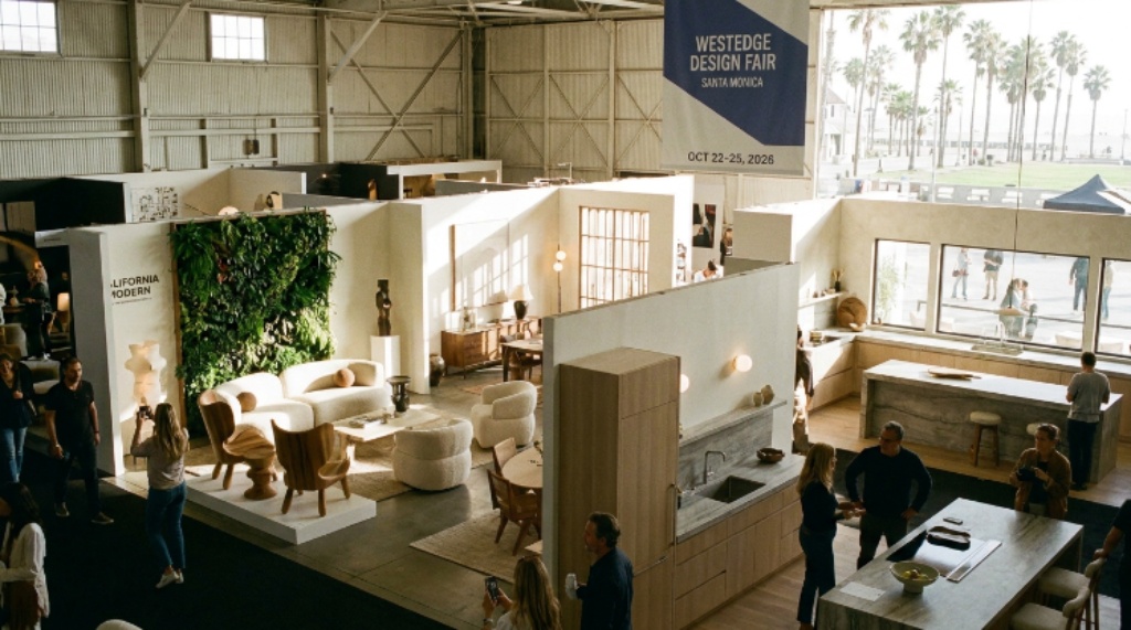 Modern furniture and interior design displays at WestEdge Design Fair Santa Monica 2026
