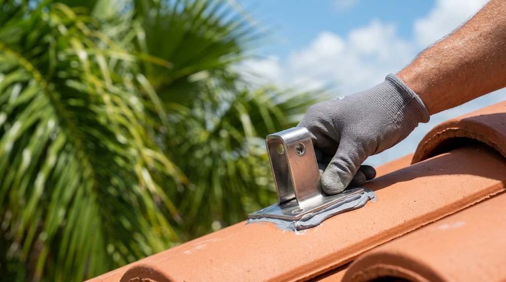 Professional inspecting roof fasteners for corrosion